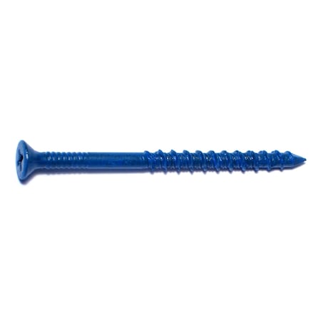 Red Head Tapcon Concrete Screw, 3/16" Dia., Flat, 2 3/4 in L, Steel Blue Ruspert, 100 PK 08127
